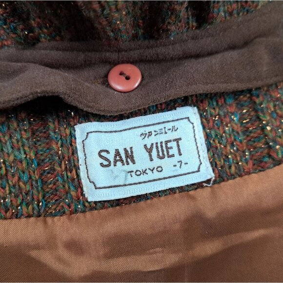 Vintage 70s 60 San Yuet Women's 2 Pc Set Skirt Jacket Suit Brown Japan Small 25W - Picture 10 of 14